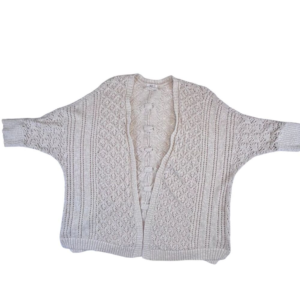 Maurices Cardigan 2X Cream Textured Center Cable Panel Cable Knit Cocoon Sleeve